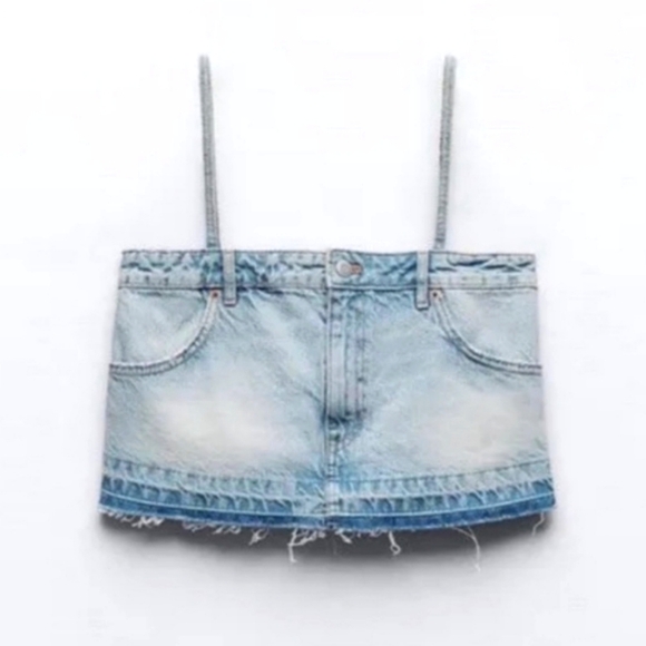 Zara denim bottoms crop top NEW size medium - Picture 5 of 7